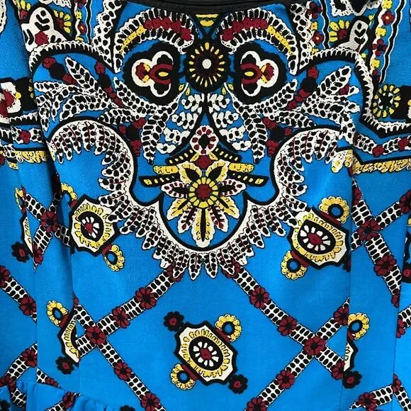 NANETTE LEPORE Border-Print Camisole Mini Dress, Blue Paisley, Size 4 - Picture 5 of 11